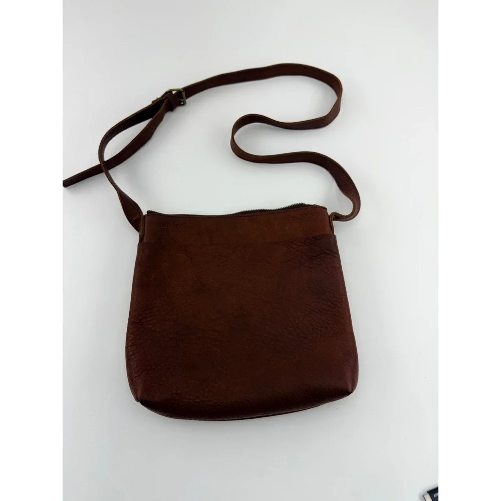 Lifetime Leather Crossbody Bag Brown Full Grain Cowhide Leather Adjustable Strap